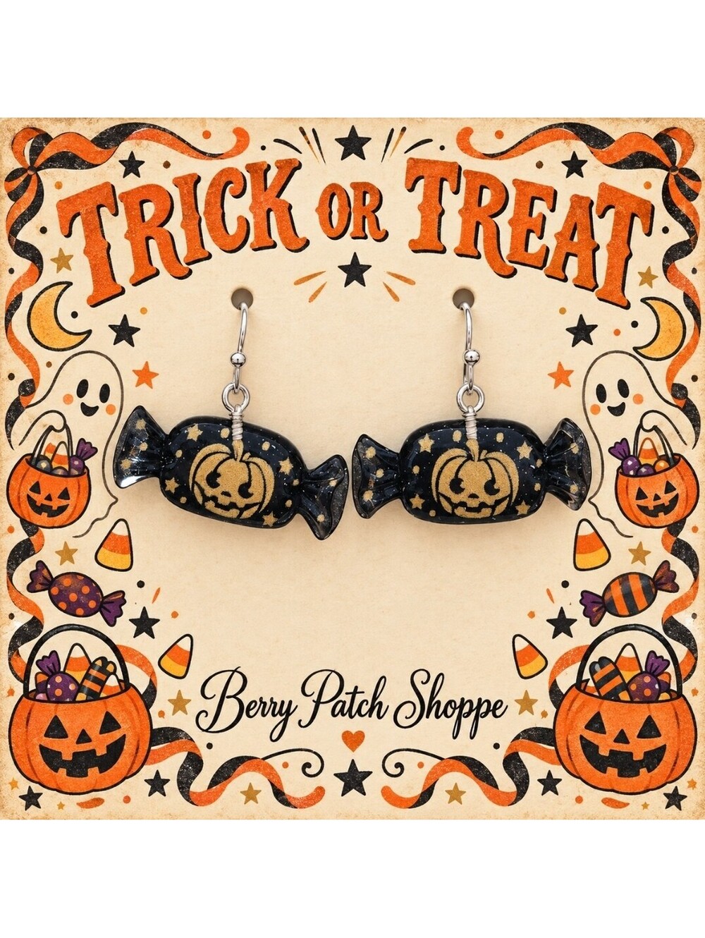 Trick-or-treat Candy Wrapper Halloween Dangle Earrings